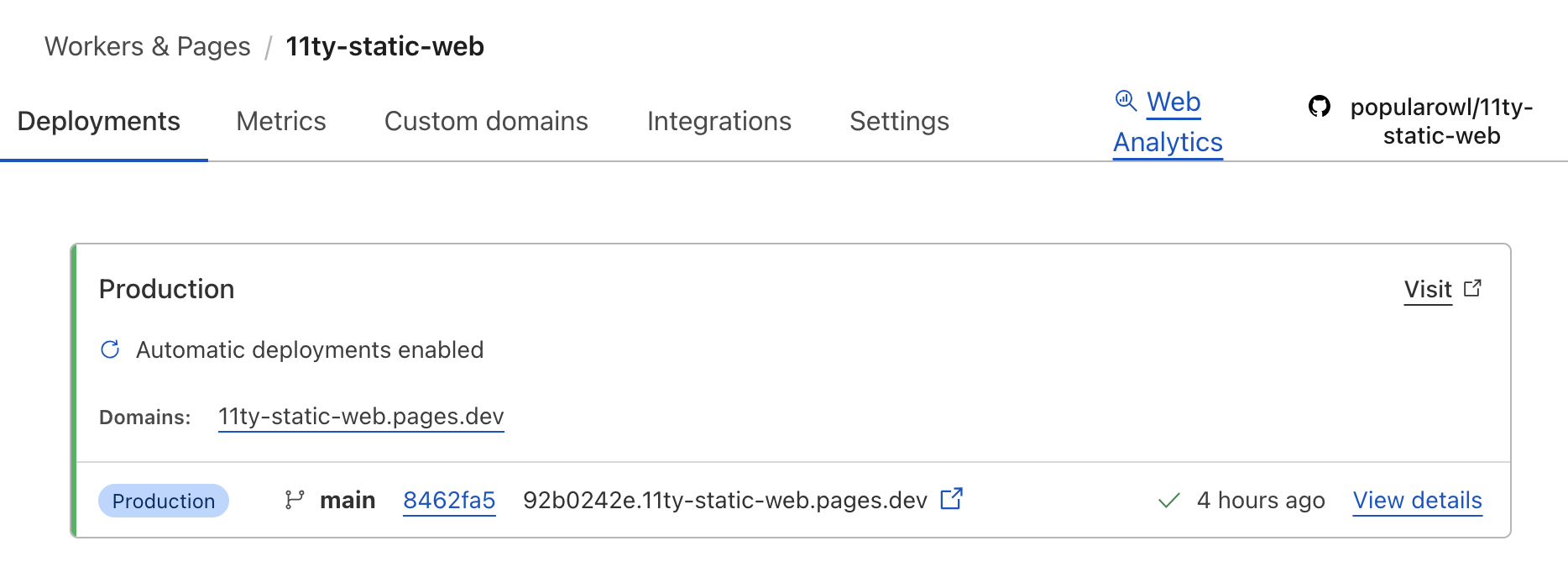 static website hosting status Cloudflare